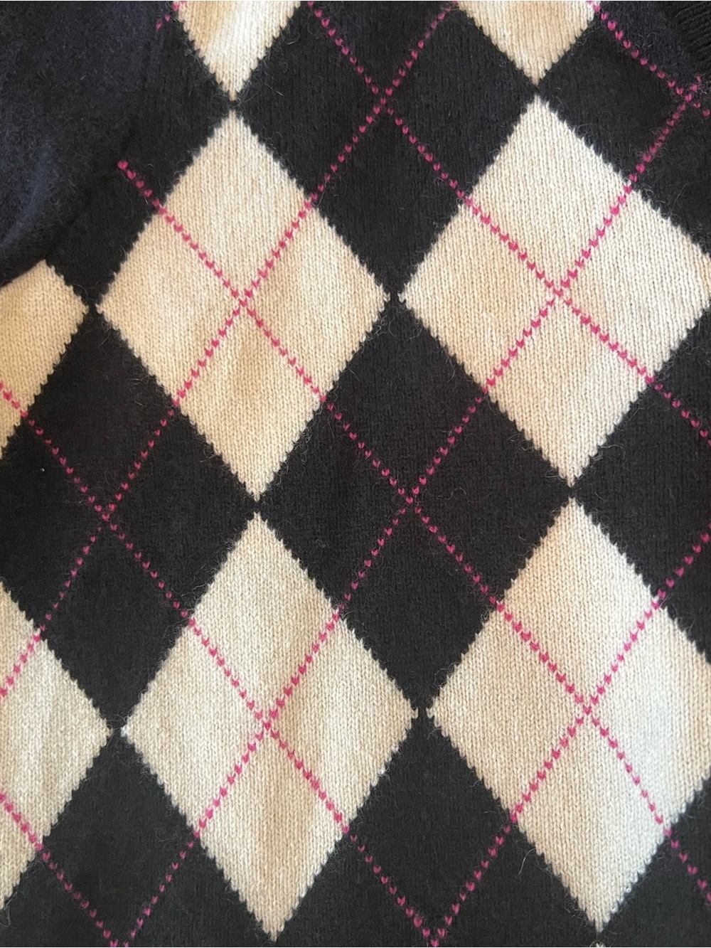Women’s Ralph Lauren Golf Cashmere Cotton Argyle V-Neck Sweater Medium Preppy - Picture 6 of 9